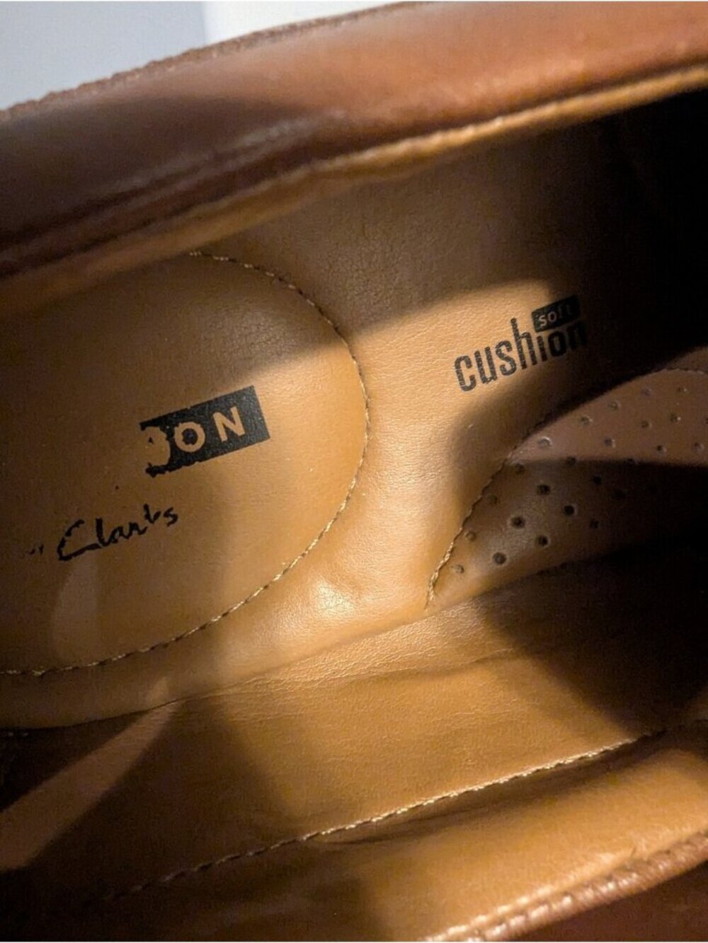 Clarks Men's  Loafer Shoes Tilden Free Cognac Leather Slip On Ortholite Size 7 - Picture 9 of 12